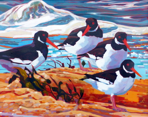 Four Cornish Oystercatchers