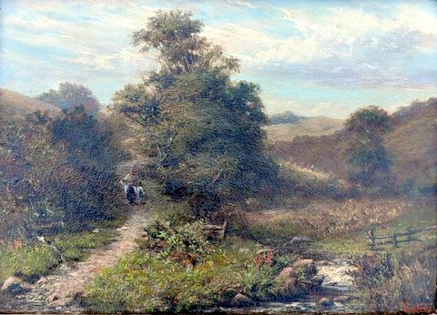 River Scene with Geese by Waters Edge