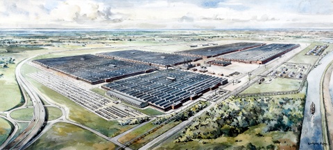 View of Vauxhall Motors in Ellesmere Port