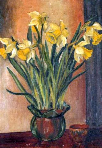 Daffodils in a Glass Vase