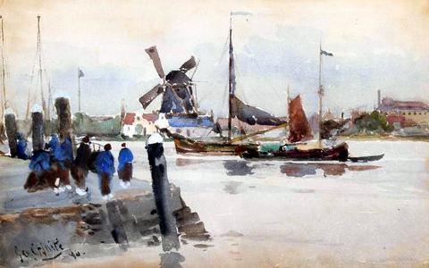 Windmill over a River Estuary