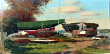 Boats moored at Waldringfield