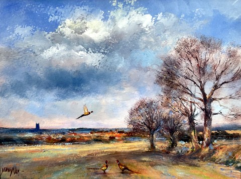 Winter Pheasants, Suffolk