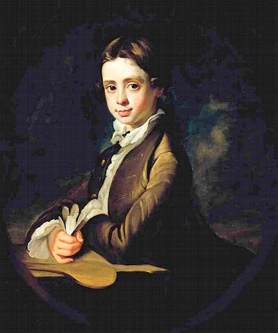 Portrait of a Boy with a shuttlecock and bat