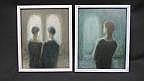 Figures looking through Arched Windows