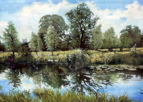 River Bank with church beyond