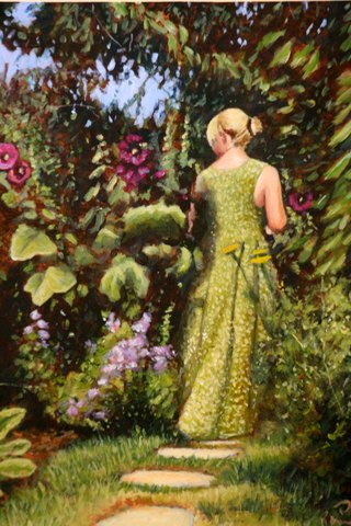 Study of female in country garden