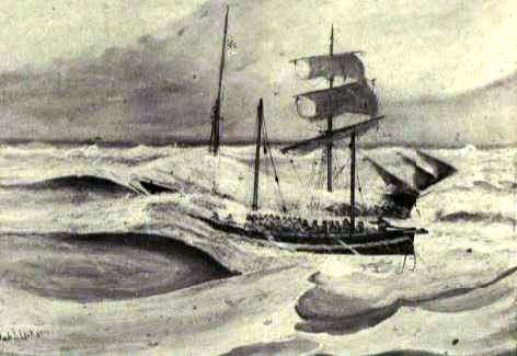 'Covent Garden' sailing to the rescue of the German schooner 'Falke'