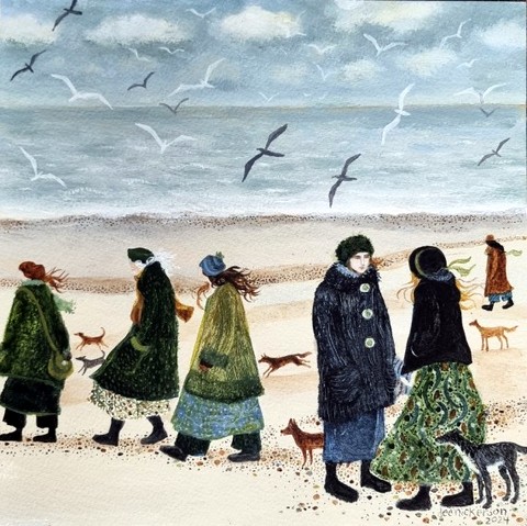 Women on the Beach, a chilly day