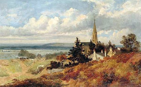 Church on a Hill, surrounded by cottages