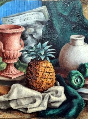 Still Life with Urn, Pineapple and Books