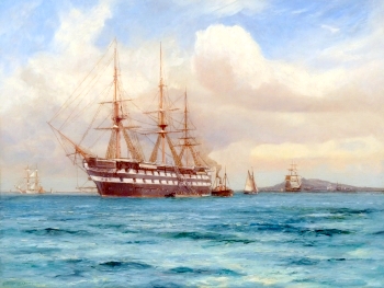 HMS Ganges anchored off Falmouth, Cornwall