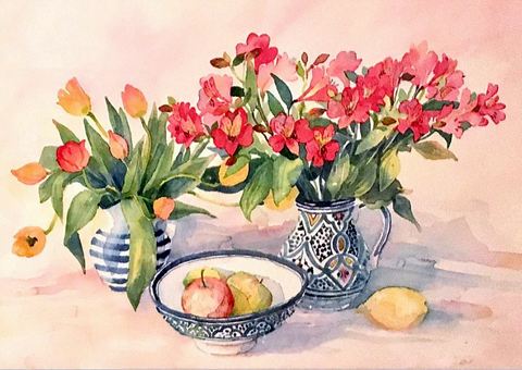 Still Life with Tulips and Alstroemeria