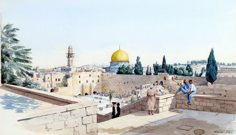 The Old City of Jerusalem looking towards the Western Wall and Temple Mount