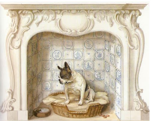 Fireplace with Dog