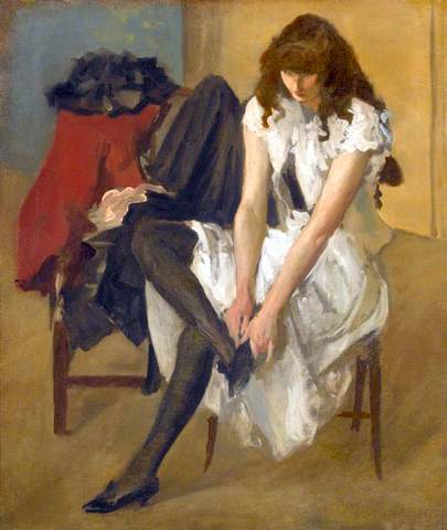 A Girl at Her Toilet