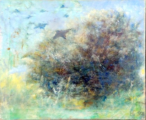 Flight of Starlings from a Thorn Bush