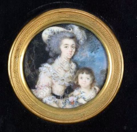 Lady & Child in Nocturne Landscape