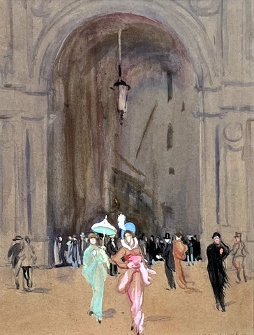 Elegant Figures by an Archway