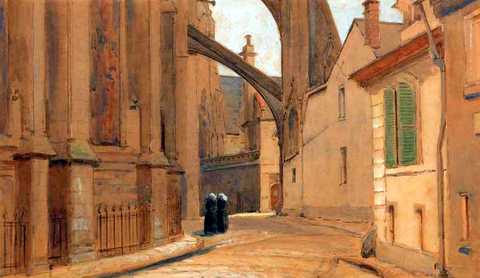 Two Nuns by a Church