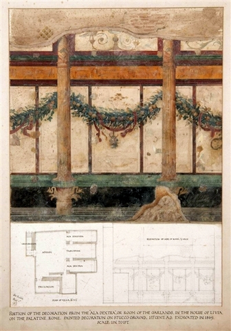 Portion of the decoration from the 'Ala Dextra' or room of the Garlands in the house of Livia on the Palatine, Rome
