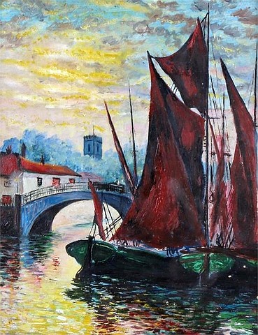 View of St Mary Church, Stoke Bridge, River Orwell