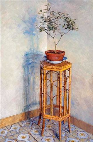 Olive Tree on a Bamboo Table