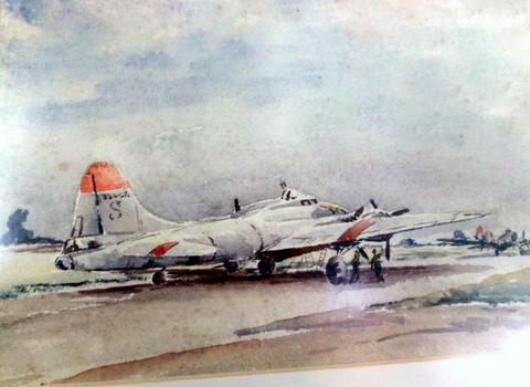 B17 Flying Fortresses of 490th Bombardment Group, 93rd Combat Bombardment Wing, Eighth Air Force USAF, stationed at RAF Eye, Suffolk 1944