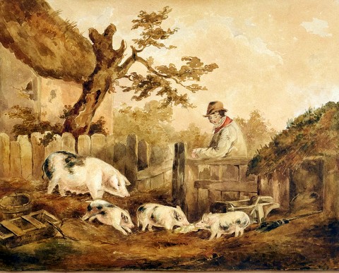 Inspecting the Pigs - after George Morland